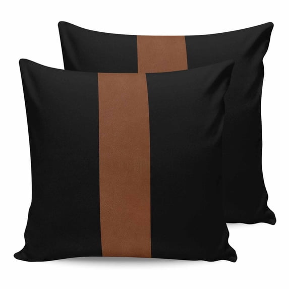 20x20 Pillow Covers Set of 2, Black Brown Throw Pillow Covers Decorative Couch Cushion Case, Contemporary Boho Modern Art Microfiber Square Pillowcases for Bedroom Car Living Room