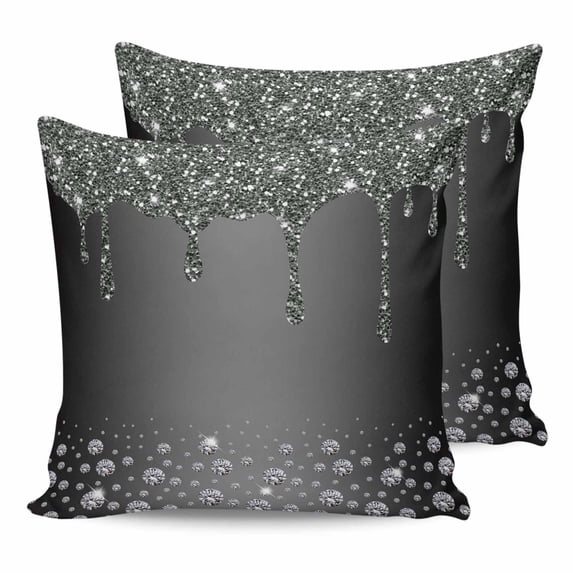 20x20 Pillow Covers Set of 2, Black Grey Throw Pillow Covers Decorative Couch Cushion Case, Modern Abstract Diamond Luxury Gradient Microfiber Square Pillowcases for Bedroom Car Living Room