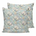 thumbnail image 1 of 20x20 Pillow Covers Set of 2, Blue Flowers Throw Pillow Covers Decorative Couch Cushion Case, Romantic Farmhouse Botanical Floral Leaves Microfiber Square Pillowcases for Bedroom Car Living Room, 1 of 7