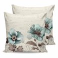 thumbnail image 1 of 20x20 Pillow Covers Set of 2, Blue Green Floral Throw Pillow Covers Decorative Couch Cushion Case, Spring Summer Mallow Flowers Retro Microfiber Square Pillowcases for Bedroom Car Living Room, 1 of 7
