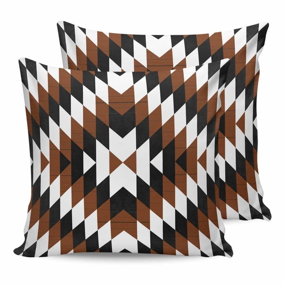 20x20 Pillow Covers Set of 2, Brown Aztec Throw Pillow Covers Decorative Couch Cushion Case, Black White Southwest Vintage Abstract Geometric Microfiber Square Pillowcases for Bedroom Car Living Room