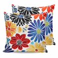 thumbnail image 1 of 20x20 Pillow Covers Set of 2, Ethnic Spring Floral Throw Pillow Covers Decorative Couch Cushion Case, Summer Colorful Botanical Microfiber Square Pillowcases for Bedroom Car Living Room, 1 of 7