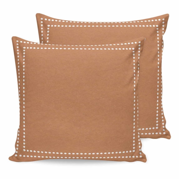 20x20 Pillow Covers Set of 2, Orange Solid Color Throw Pillow Covers Decorative Couch Cushion Case, Modern Dotted Borders Minimalist Microfiber Square Pillowcases for Bedroom Car Living Room