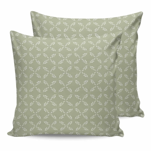 20x20 Pillow Covers Set of 2, Sage Green Throw Pillow Covers Decorative Couch Cushion Case, Geometric Flower Leaf Diamond Plaid Retro Microfiber Square Pillowcases for Bedroom Car Living Room