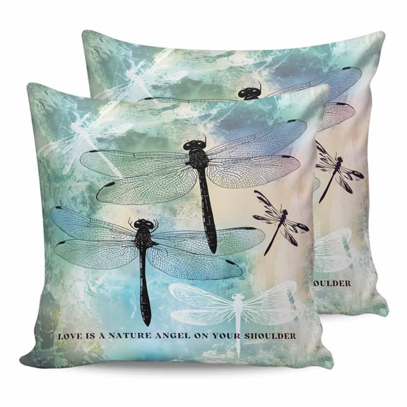 20x20 Pillow Covers Set of 2, Turquoise Ombre Dragonfly Throw Pillow Covers Decorative Couch Cushion Case, Abstract Modern Art Gradient Microfiber Square Pillowcases for Bedroom Car Living Room