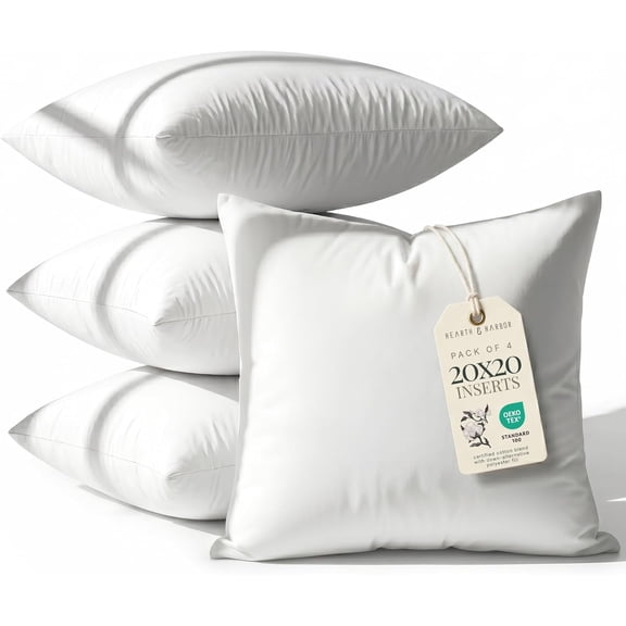 20x20 Pillow Inserts Set of 4 – Square Throw Pillow Insert for Bed, Sofa & Couch – Soft, Fluffy & Supportive White Decorative Cushion Insert