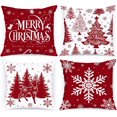 thumbnail image 1 of 20x20 Red Christmas Pillow Covers Set of 4, Christmas Decorations Pillowcase, Winter Decorative Pillow Case, Merry Christmas Tree Cushion for Indoor Home Bedroom Sofa Xmas Couch Decor, 1 of 6