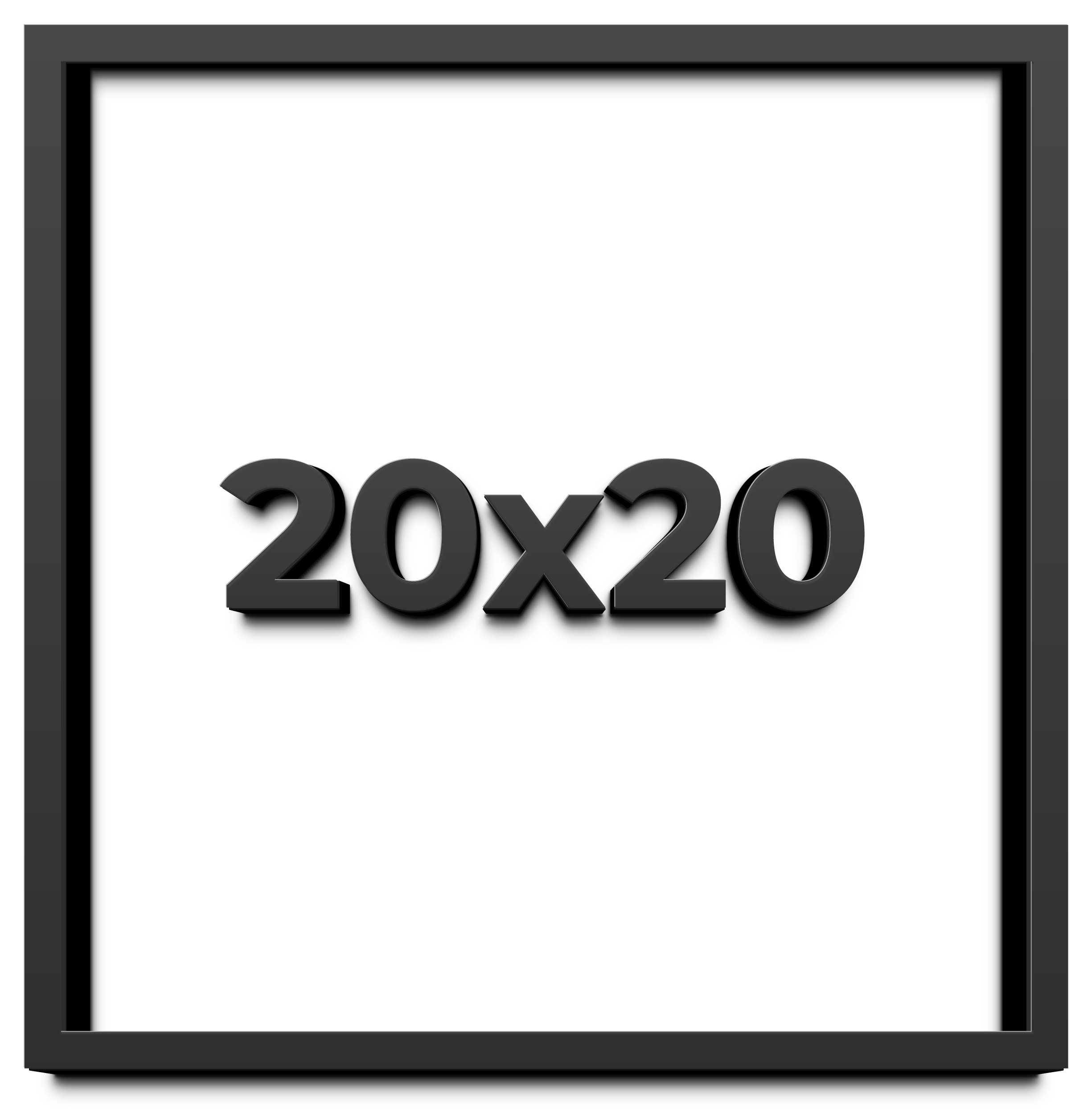 20x20 Black Solid Pine Wood Shadow Box Frame with White Backing
