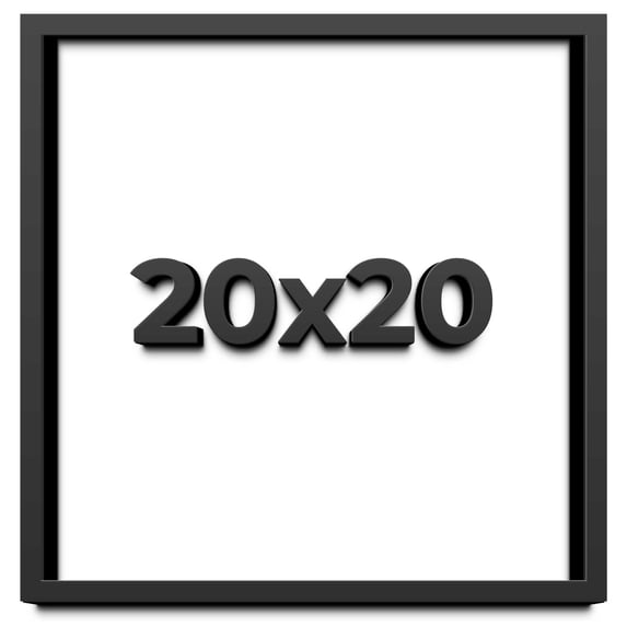 20x20 Shadow Box Black Solid Wood Display Frame with a Display Depth of 3/4" includes Shatter Proof