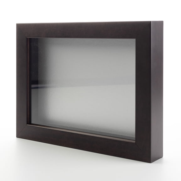20x20 Shadow Box Frame Dark Brown Real Wood with a Silver Acid-Free Backing | 3/4" of Usuable Depth