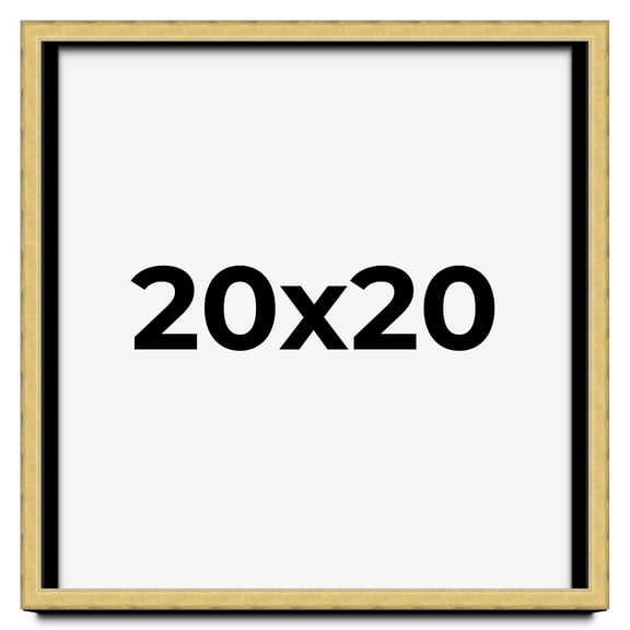 20x20 Shadow Box Frame Gold | 1.375 Inches Deep Real Wood Contemporary Shadowbox Display Frame | UV