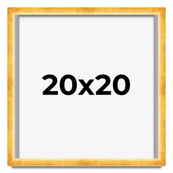 20x20 Shadow Box Frame Gold | 1.625 Inches Deep Real Wood Traditional Shadowbox Display Frame | UV