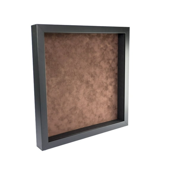 20x20 Shadow Box Frame In Black With A 1 3/4" Usable Depth Includes Brown Suede Acid-Free Backing,