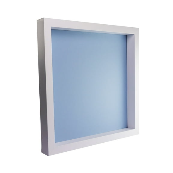 20x20 Shadow Box Frame In White With A 1 3/4" Usable Depth Includes Baby Blue Acid-Free Backing, UV