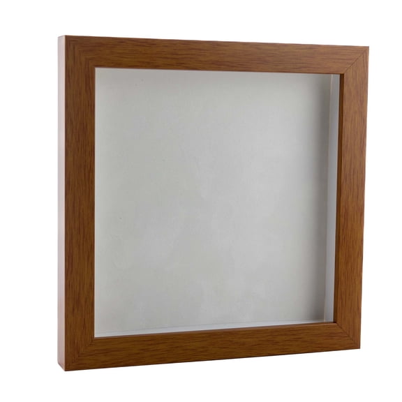 20x20 Shadow Box Frame Light Brown Wood | With a 3/4" Usable Display Depth | Includes a White Real