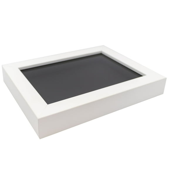 20x20 Shadow Box Frame Painted White Real Wood with a Black Acid-Free Backing | 3/4" of Usuable