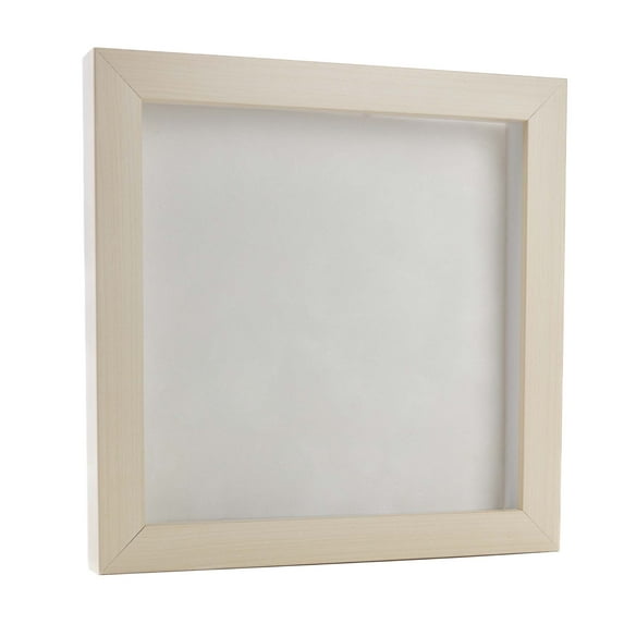 20x20 Shadow Box Frame White Washed Wood | With a 3/4" Usable Display Depth | Includes a White Real