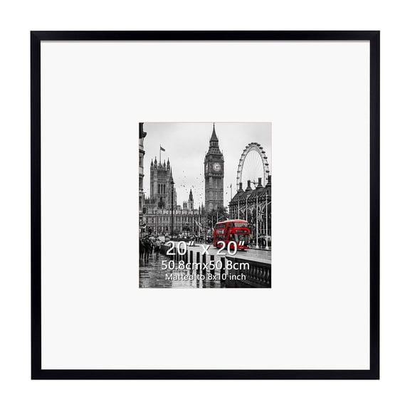 20x20 Signature Poster Frame Holds 8x10 Picture with White Mat for Graduation, Wedding, Birthday, Single, Black