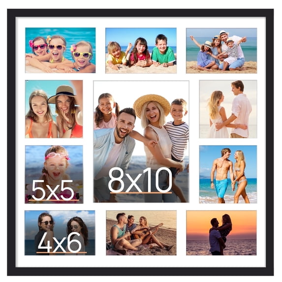 Sindcom 20x20 Collage Picture Frame, Fits One 8x10, Four 5x5, and Six 4x6 Photos or One 20x20 Photo, Black Wall Frame
