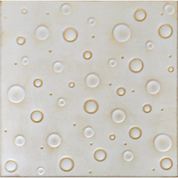 20x20 Styrofoam Ceiling Tiles Glue-Up Decorative Panels for Easy DIY Install, Home & Basement Renovation. R21 Bubbles, Washed Gold (White Satin Base), Lot/48