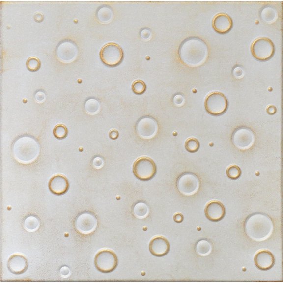 20x20 Styrofoam Ceiling Tiles Glue-Up Decorative Panels for Easy DIY Install, Home & Basement Renovation. R21 Bubbles, Washed Gold (White Satin Base), Single Tile