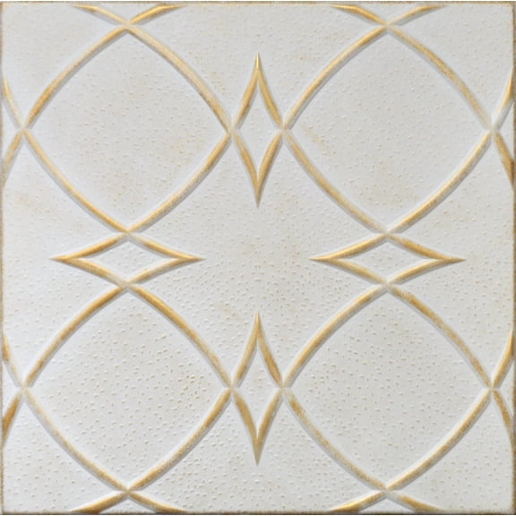 20x20 Styrofoam Ceiling Tiles Glue-Up Decorative Panels for Easy DIY Install, Home & Basement Renovation. R23 Eta, Washed Gold (White Satin Base), Lot/48