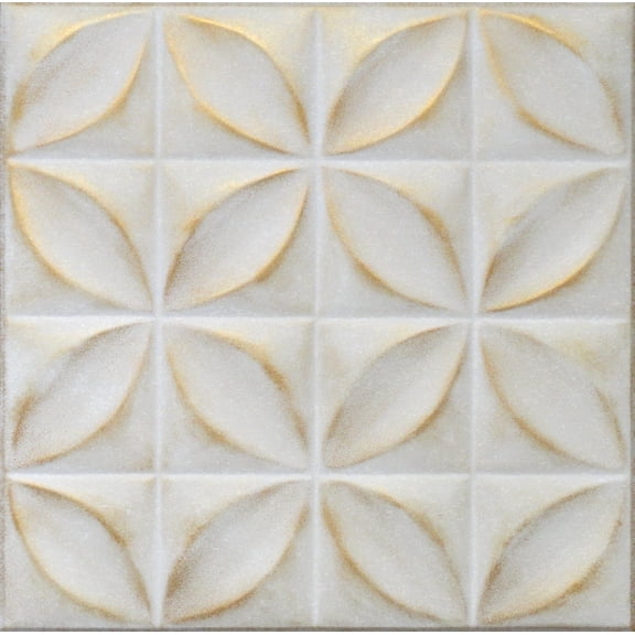20x20 Styrofoam Ceiling Tiles Glue-Up Decorative Panels for Easy DIY Install, Home & Basement Renovation. R3 Kloster, Washed Gold (White Satin Base), Single Tile
