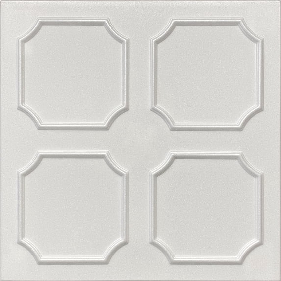 20x20 Styrofoam Ceiling Tiles Glue-Up Decorative Panels for Easy DIY Install, Home & Basement Renovation. R1 Alfa, Plain White, Lot/48