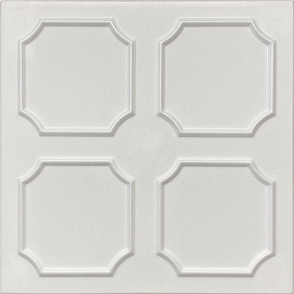 20x20 Styrofoam Ceiling Tiles Glue-Up Decorative Panels for Easy DIY Install, Home & Basement Renovation. R1 Alfa, Plain White, Lot/8