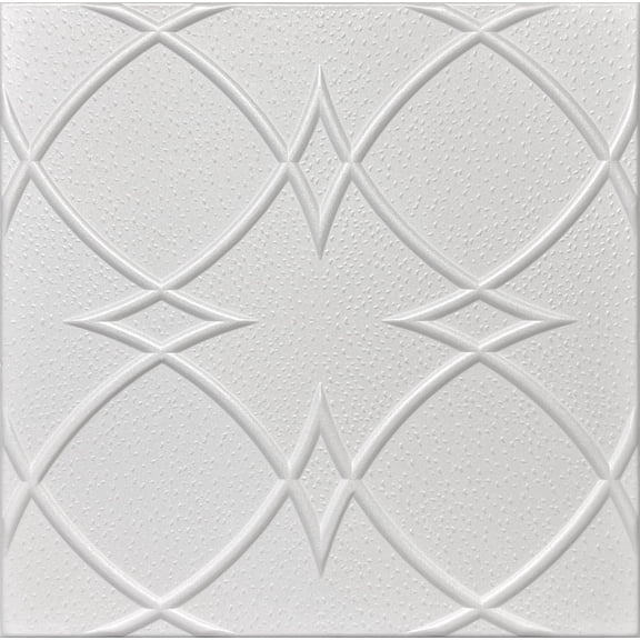 20x20 Styrofoam Ceiling Tiles Glue-Up Decorative Panels for Easy DIY Install, Home & Basement Renovation. R23 Eta, Plain White, Lot/48