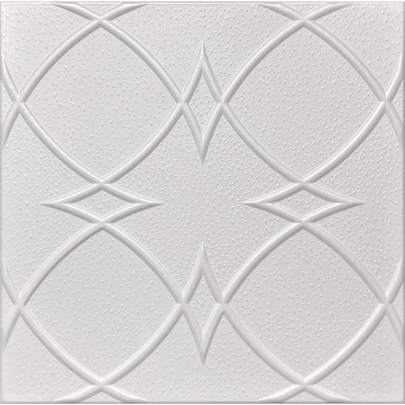 20x20 Styrofoam Ceiling Tiles Glue-Up Decorative Panels for Easy DIY Install, Home & Basement Renovation. R23 Eta, Plain White, Lot/48