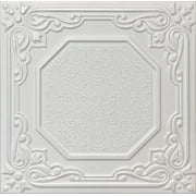 20x20 Styrofoam Ceiling Tiles Glue-Up Decorative Panels for Easy DIY Install, Home & Basement Renovation. R32 Floral Haven, Plain White, Lot/8