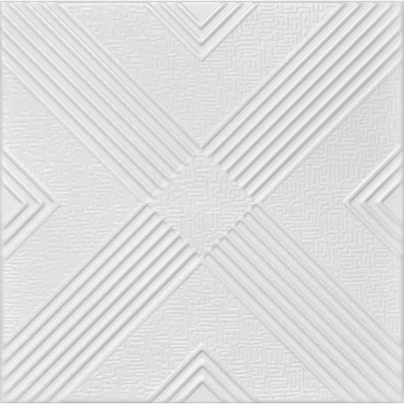 20x20 Styrofoam Ceiling Tiles Glue-Up Decorative Panels for Easy DIY Install, Home & Basement Renovation. R34 Malta, Plain White, Lot/8
