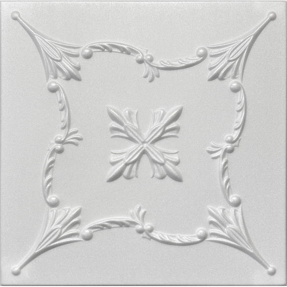 20x20 Styrofoam Ceiling Tiles Glue-Up Decorative Panels for Easy DIY Install, Home & Basement Renovation. R38 Summit Vista, Plain White, Lot/8