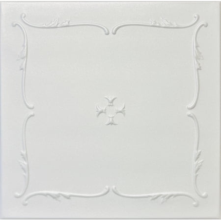 20x20 Styrofoam Ceiling Tiles Glue-Up Decorative Panels for Easy DIY Install, Home & Basement Renovation. R5 Atena, Plain White, Lot/8