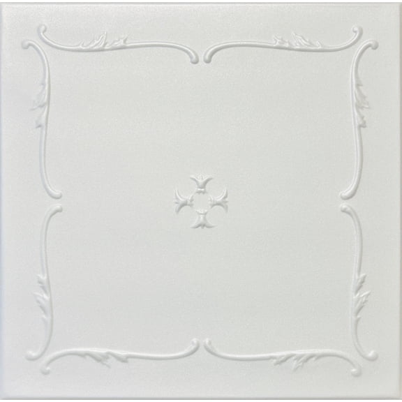 20x20 Styrofoam Ceiling Tiles Glue-Up Decorative Panels for Easy DIY Install, Home & Basement Renovation. R5 Atena, Plain White, Lot/8