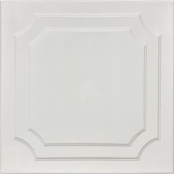 20x20 Styrofoam Ceiling Tiles Glue-Up Decorative Panels for Easy DIY Install, Home & Basement Renovation. R8 Enea, Plain White, Lot/8