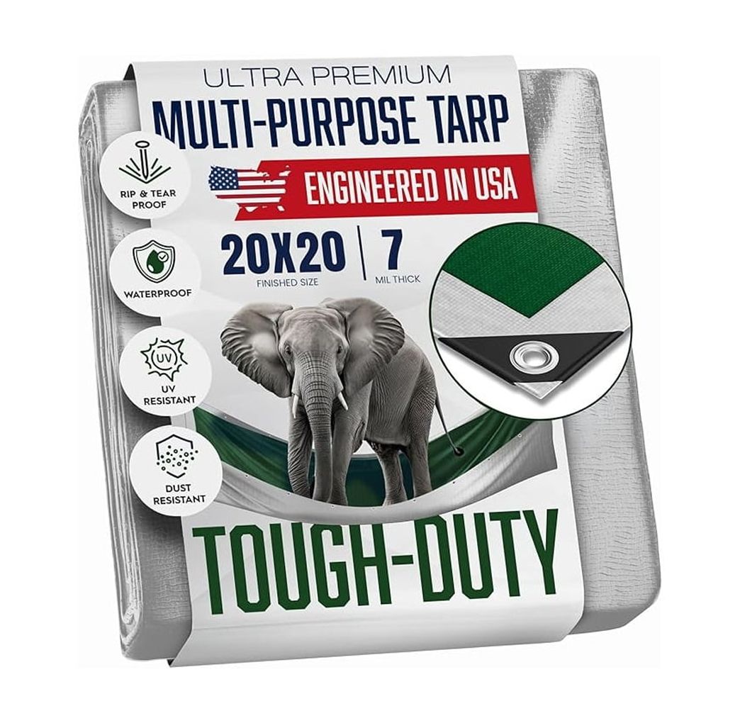 RAINDEWAY Tarps 6x8 Feet - 5.5 Mil, Multipurpose Waterproof Poly Tarp Cover With Metal Grommets And Reinforced Edges, Silver/Blue Tarp - View #2