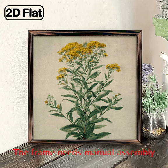 20x20 cm Wood Framed Pastoral Floral Mural Wall Art - Rustic Farmhouse Horizontal Painting Suitable for Bedroom,, - Country Style Hanging Decor with Hanging Hooks, Wood Panel Wall Panel Art, 2D