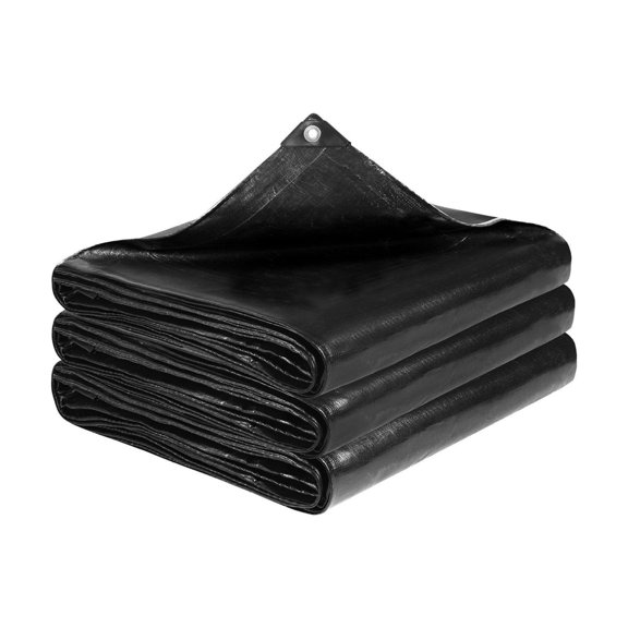 20x20 ft Pond Liner 14 Mil, Reinforced PE Fish Pond Liner for Outdoor Ponds, Koi Pond, Waterfall, Black, Hemmed Edge with Buttonholes