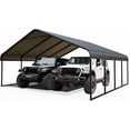 thumbnail image 1 of 20x20 ft Portable Garage Heavy-Duty Metal Carport Canopy Kit, All-Weather Shelter with Reinforced Galvanized Steel Frame, Snow Load Rated for RV, Truck, Boat & 2 Car Storage, Multi-Use Party Tent, 1 of 8