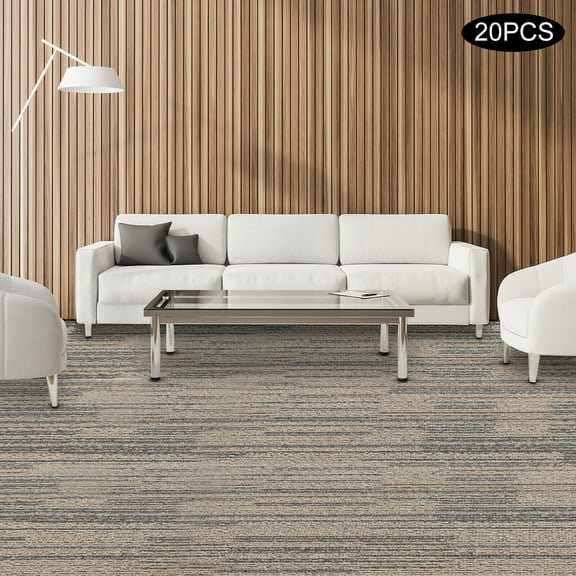 20x20-inch Commercial Carpet, Modern Square Grain 20Pcs Square Carpets, Repeated Use Floor Tile Washable Mats