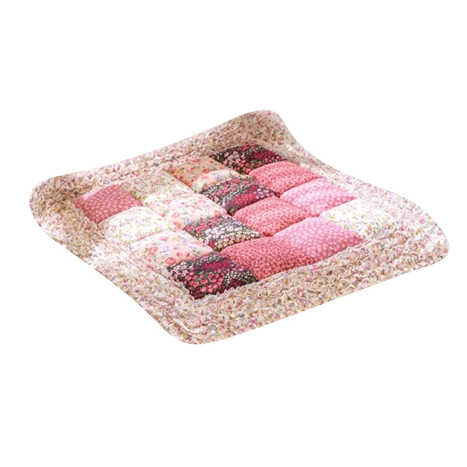 20x20 inch Patchwork Chair Pad with Ties No Slip Lace Trim Chair