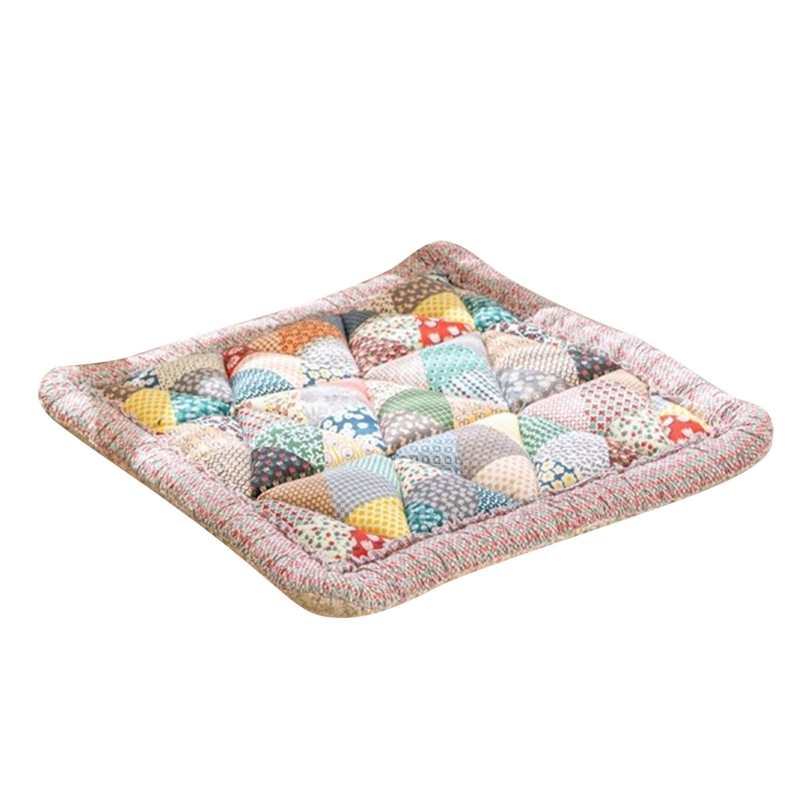 20x20 inch Patchwork Chair Pad with Ties No Slip Lace Trim Chair