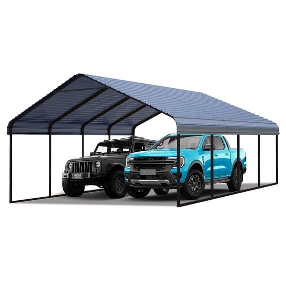 20x20FT Heavy Duty Metal Carport, Rust/Wind/UV Resistant, All Weather Protection, Portable Shelter for Cars, SUVs, Trucks, RVs, Boats