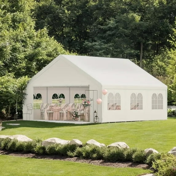 20x20FT Outdoor Heavy Duty Wedding Party Tent Carport Portable Garage With Removable Sidewalls,White