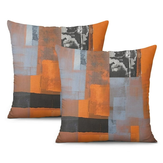 20x20inches Decorative Throw Pillow Covers Burnt Orange with Taupe Abstract Art Square Pillow Covers Design 2 Pcs for Sofa Couch Bedroom Living Room and Outdoor Home Décor