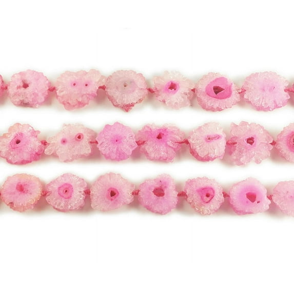 20x20mm Priced Per 2 Pieces Pink Druzy Agate Cross Section Beads Genuine Gemstone Natural Jewelry Making