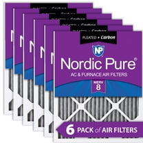 20x20x1 (19_1/2x19_1/2) Furnace Air Filters MERV 8 Pleated Plus Carbon 6 Pack