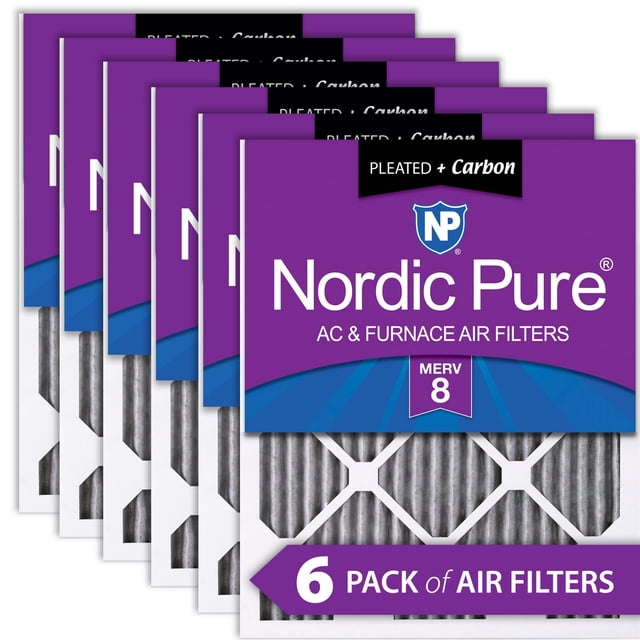 20x20x1 (19_1/2x19_1/2) Furnace Air Filters MERV 8 Pleated Plus Carbon ...